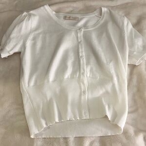 White, Women’s cardigan, blouse